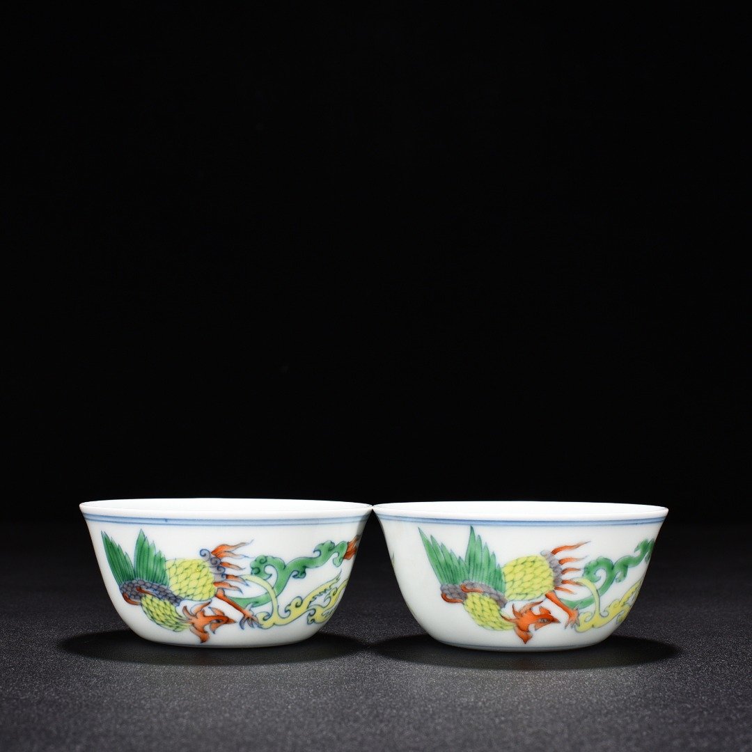 Ming Dynasty Chenghua Dou Colorful Phoenix Pattern Cylinder Cup