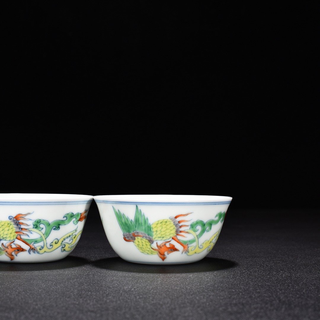 Ming Dynasty Chenghua Dou Colorful Phoenix Pattern Cylinder Cup