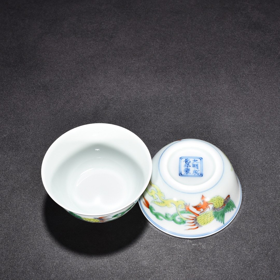 Ming Dynasty Chenghua Dou Colorful Phoenix Pattern Cylinder Cup