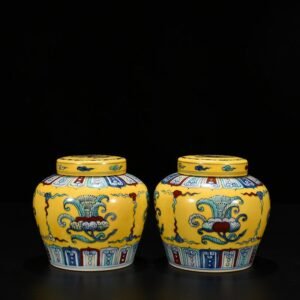 Ming Dynasty Chenghua Doucai Jiaoyang Glaze Tianzi jar with folded branches