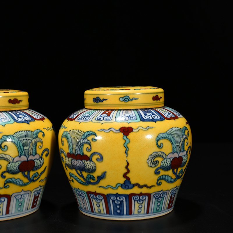 Ming Dynasty Chenghua Doucai Jiaoyang Glaze Tianzi jar with folded branches