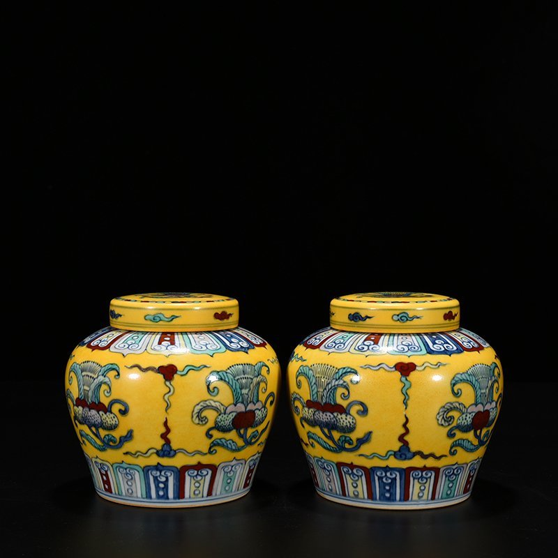 Ming Dynasty Chenghua Doucai Jiaoyang Glaze Tianzi jar with folded branches