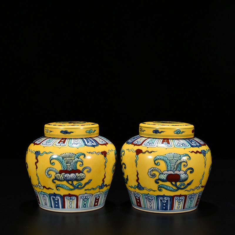 Ming Dynasty Chenghua Doucai Jiaoyang Glaze Tianzi jar with folded branches