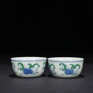 Ming Dynasty Chenghua doucai cup with folded branches and floral patterns
