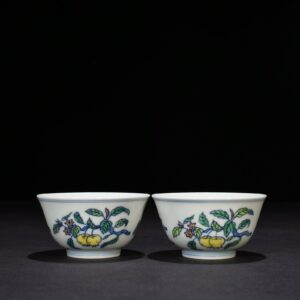 Ming Dynasty Chenghua doucai cup with folded branches flowers and fruits