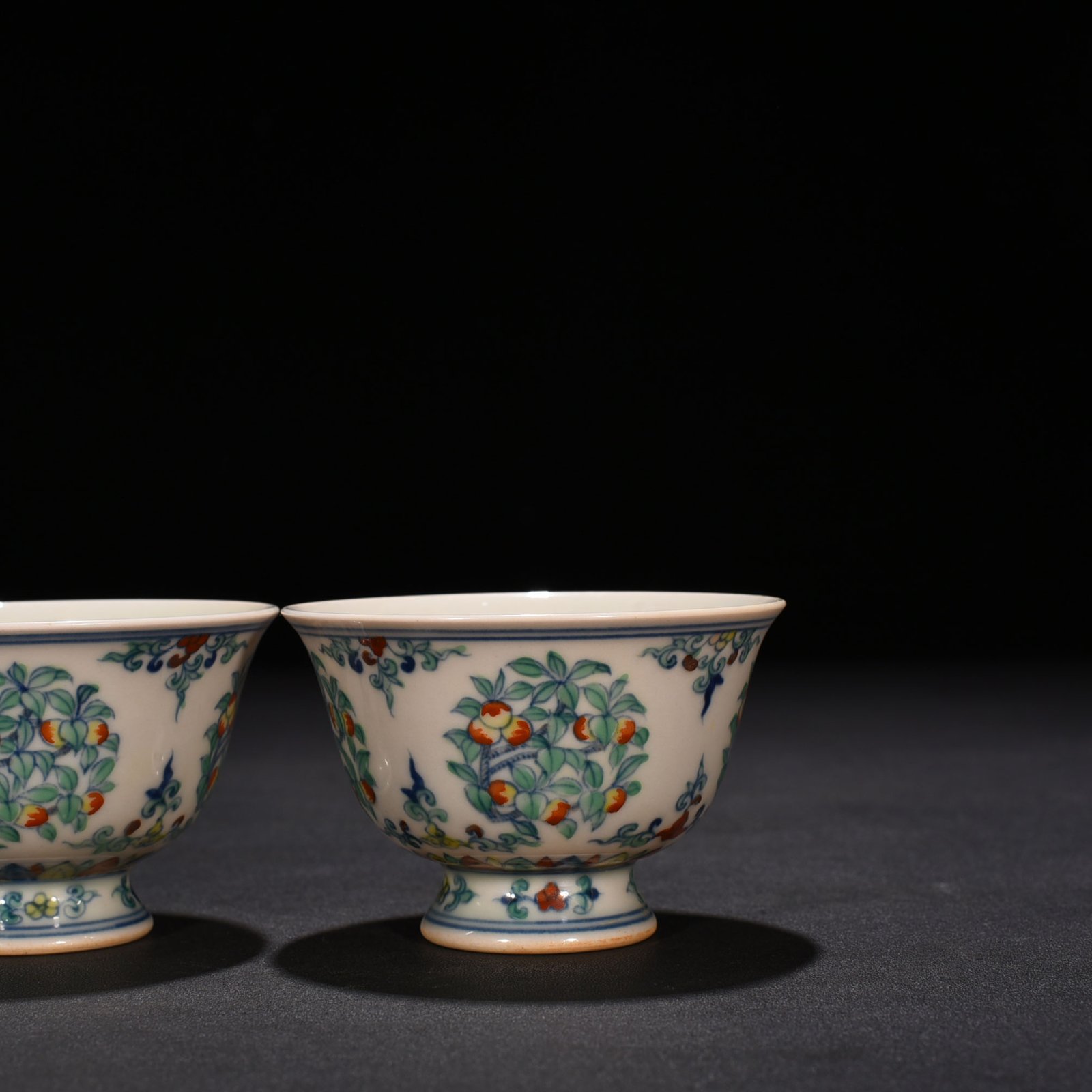 Ming Dynasty Chenghua doucai cup with folded branches flowers and fruits