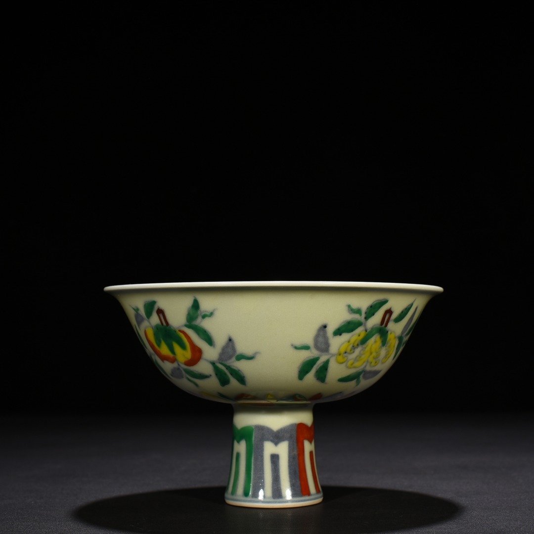 Ming Dynasty Chenghua doucai tall bowl with folded branches flowers and fruits