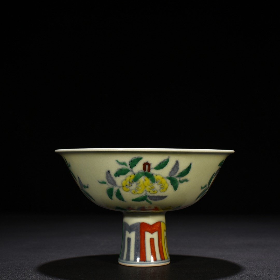 Ming Dynasty Chenghua doucai tall bowl with folded branches flowers and fruits
