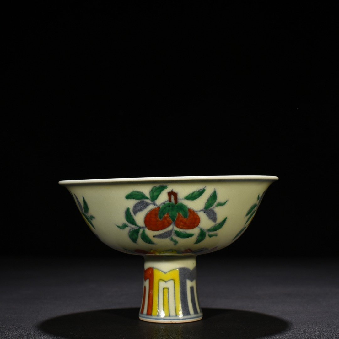 Ming Dynasty Chenghua doucai tall bowl with folded branches flowers and fruits