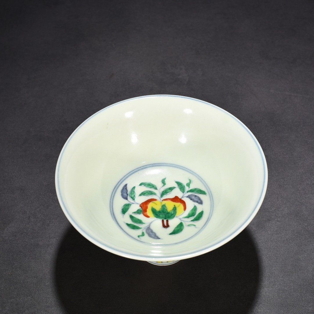 Ming Dynasty Chenghua doucai tall bowl with folded branches flowers and fruits