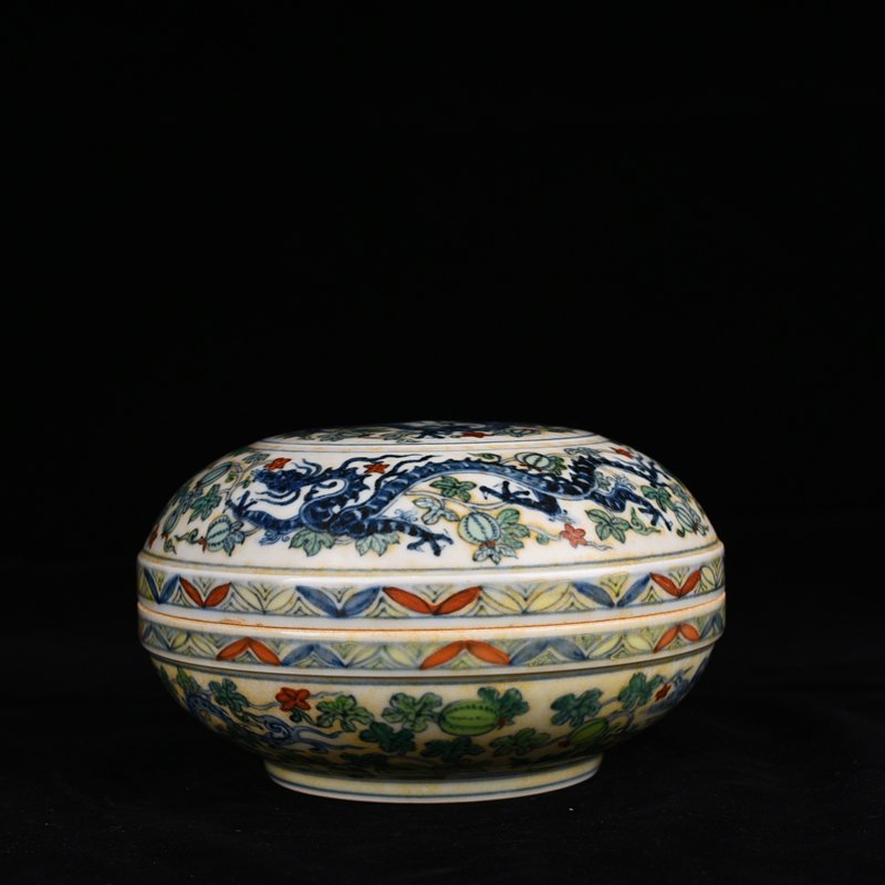 Ming Dynasty Chenghua Colorful Melon Fruit Chilong Fruit Box