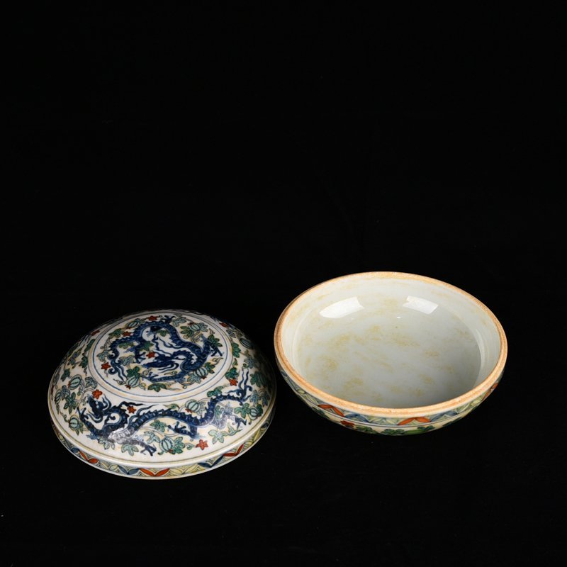 Ming Dynasty Chenghua Colorful Melon Fruit Chilong Fruit Box