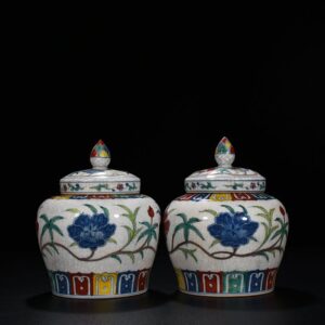 Ming Dynasty Chenghua okra sky-shaped jar lid jar