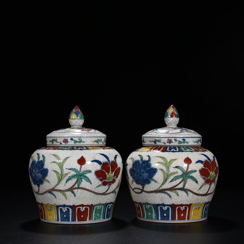 Ming Dynasty Chenghua okra sky-shaped jar lid jar