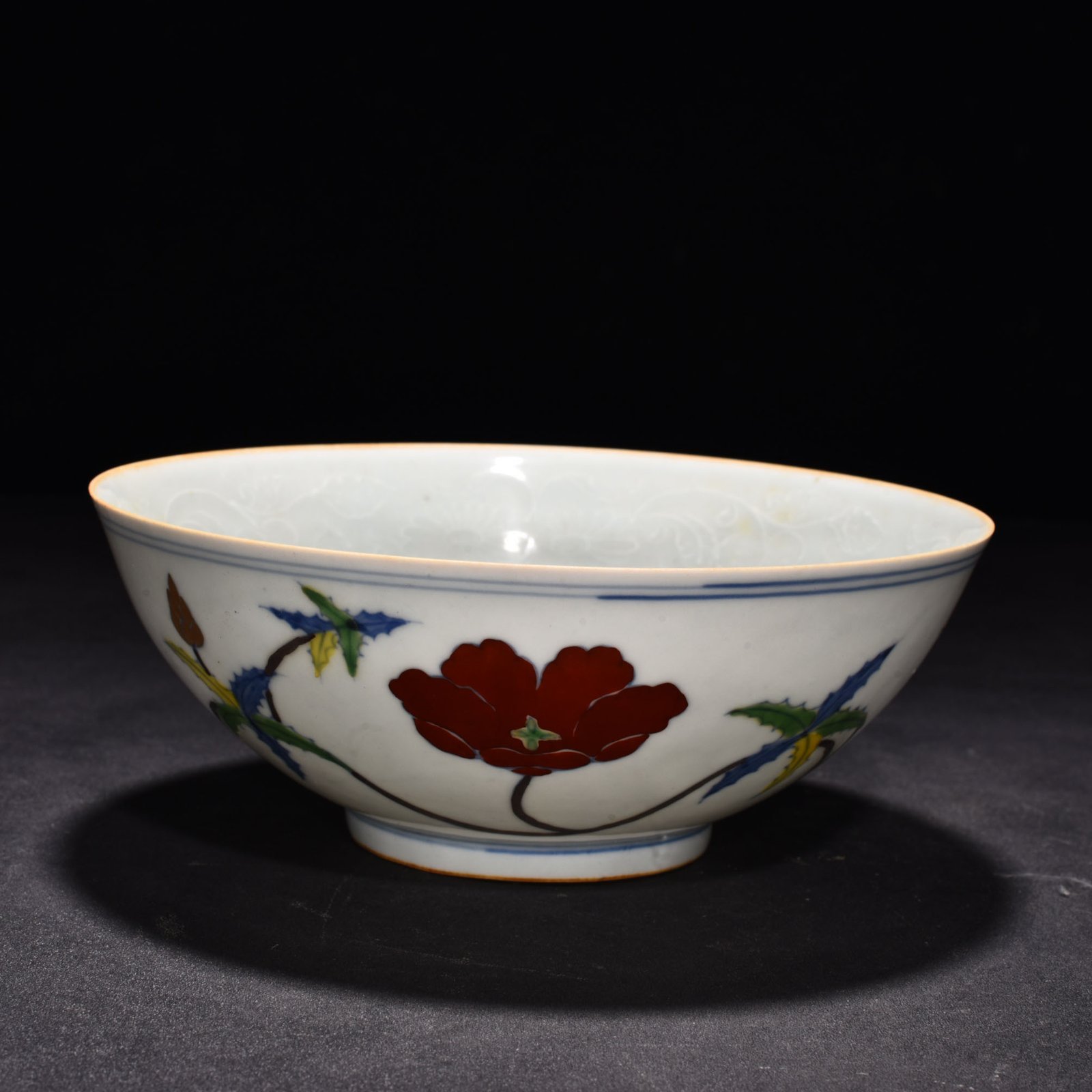 Ming Dynasty Chenghua thin bowl with okra