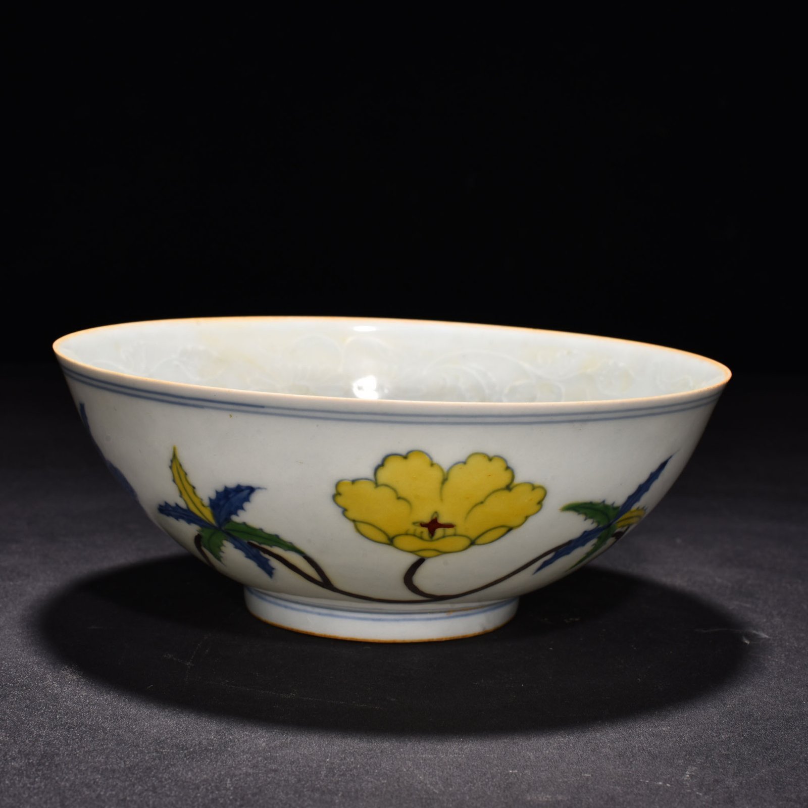 Ming Dynasty Chenghua thin bowl with okra