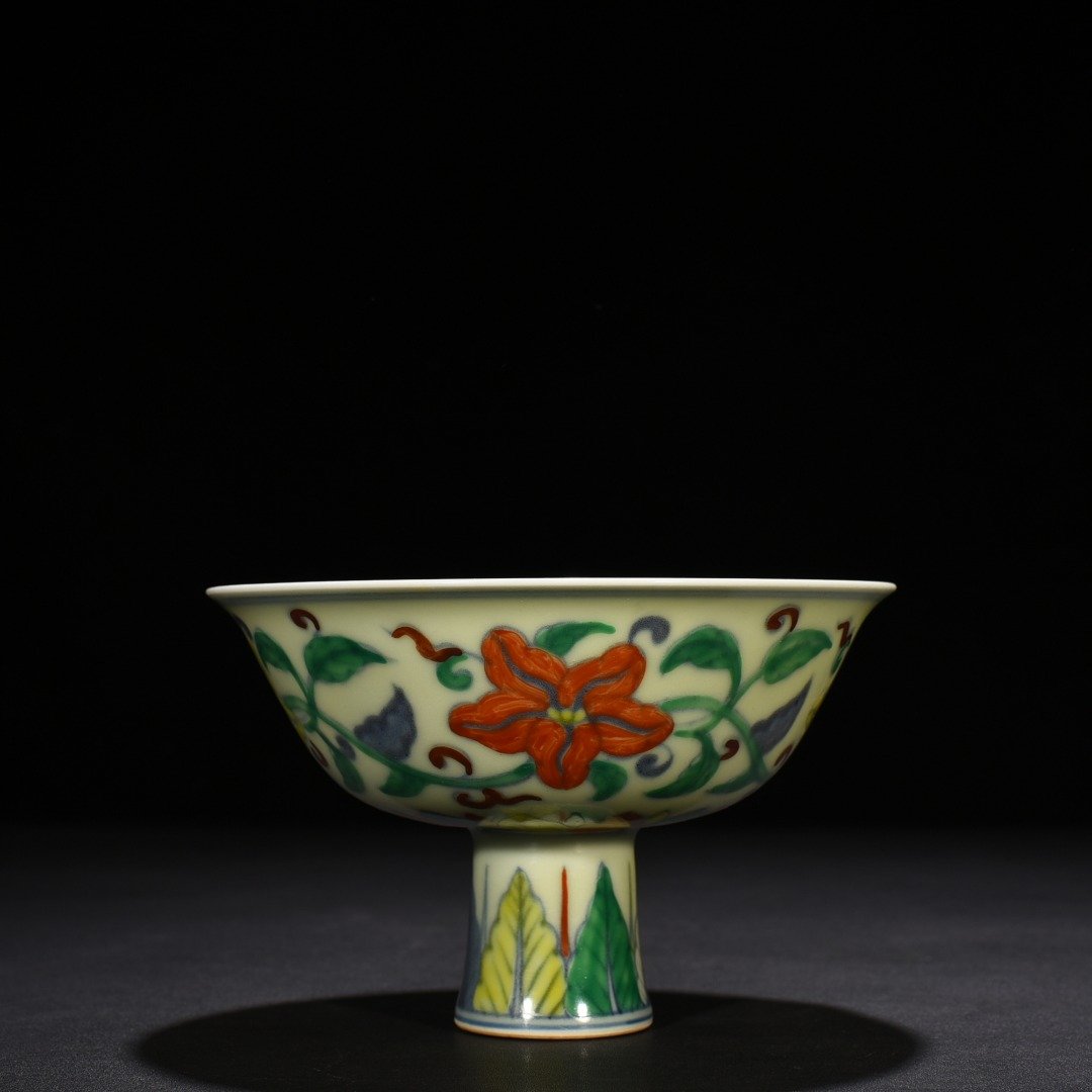 Ming Dynasty Chenghua tall bowl with okra