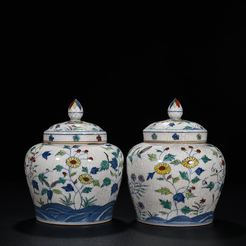 Ming Dynasty Chenghua flower sky-shaped jar lid jar