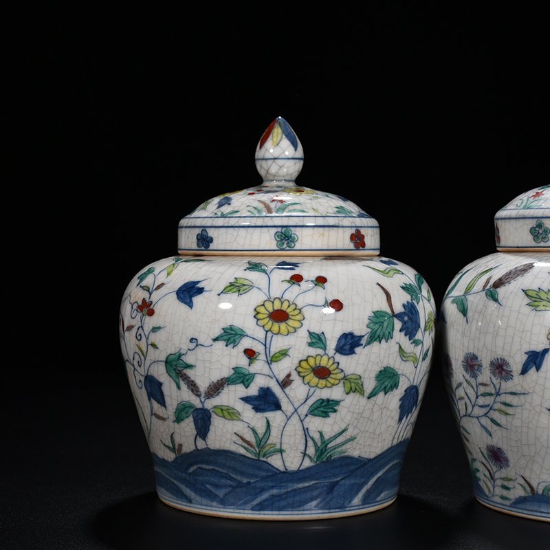Ming Dynasty Chenghua flower sky-shaped jar lid jar