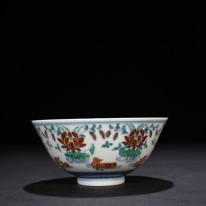 Ming Dynasty Chenghua Colorful Lotus Pond Bowl with Mandarin Duck