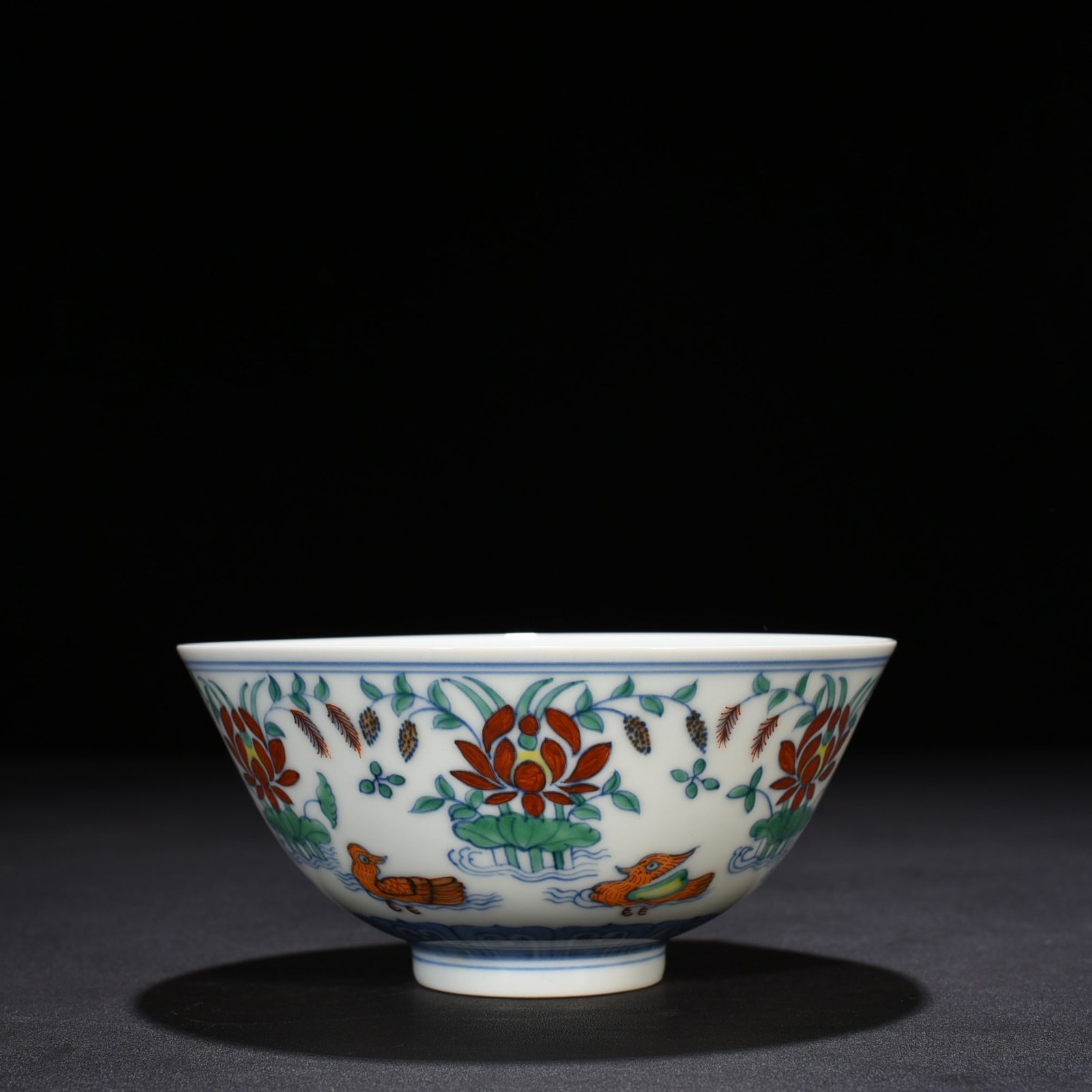 Ming Dynasty Chenghua Colorful Lotus Pond Bowl with Mandarin Duck