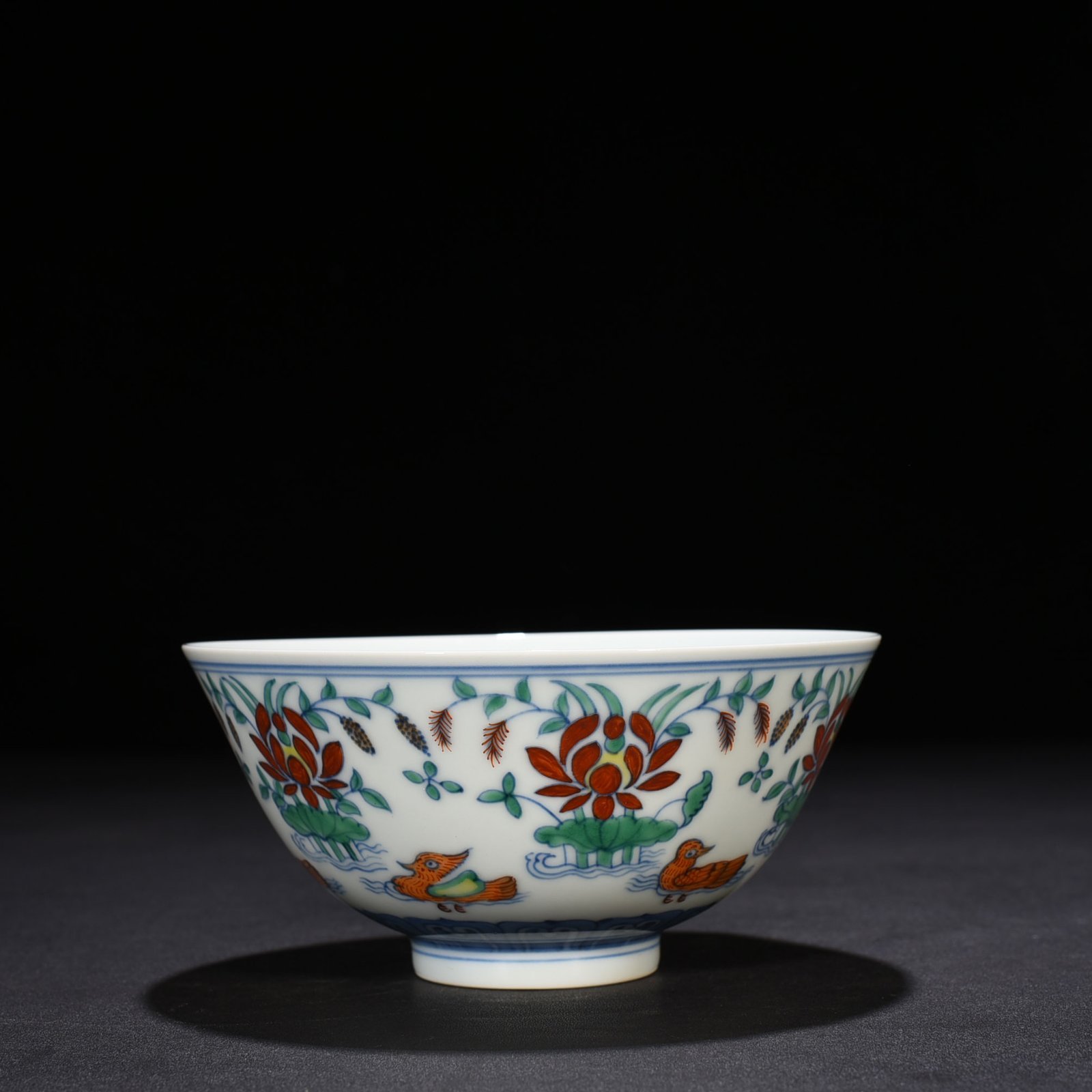 Ming Dynasty Chenghua Colorful Lotus Pond Bowl with Mandarin Duck