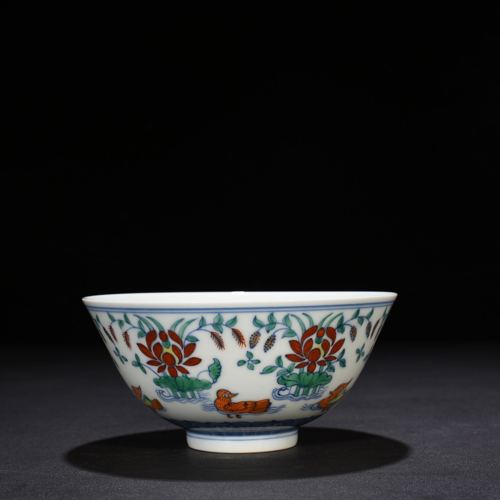 Ming Dynasty Chenghua Colorful Lotus Pond Bowl with Mandarin Duck
