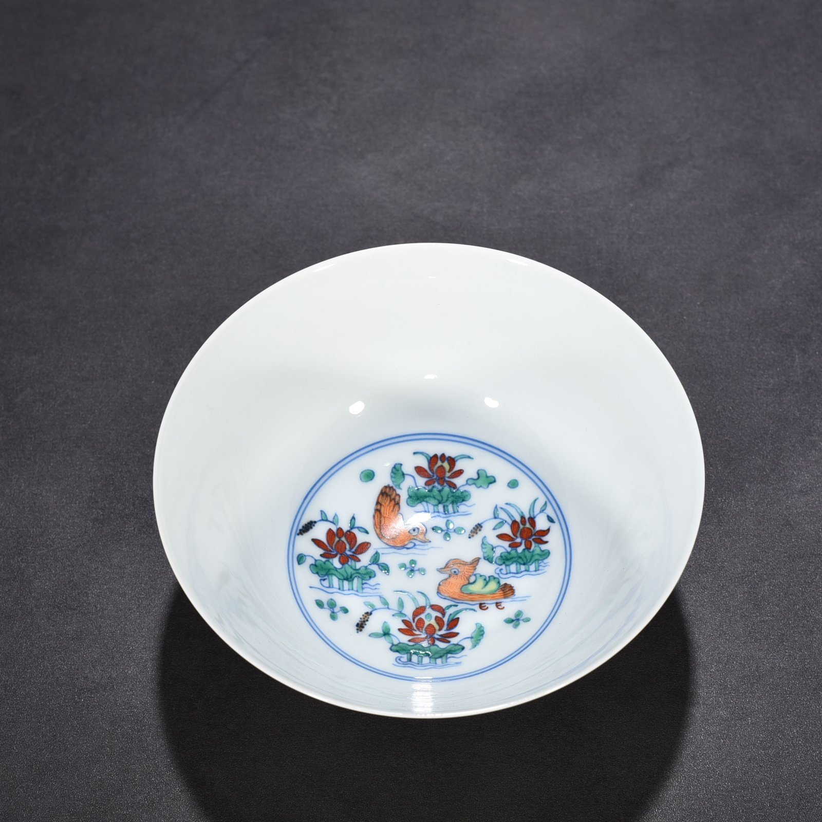 Ming Dynasty Chenghua Colorful Lotus Pond Bowl with Mandarin Duck