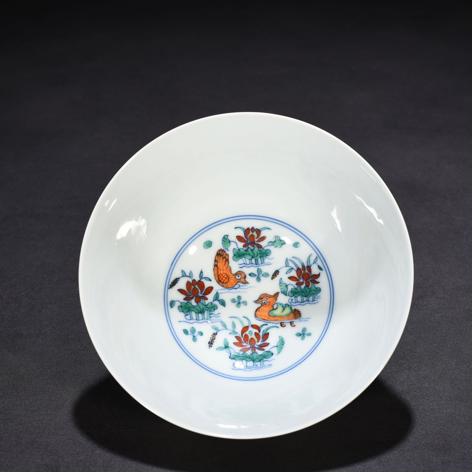 Ming Dynasty Chenghua Colorful Lotus Pond Bowl with Mandarin Duck