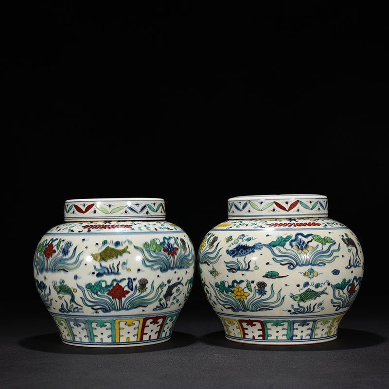 Ming Dynasty Chenghua fish and algae covered jar