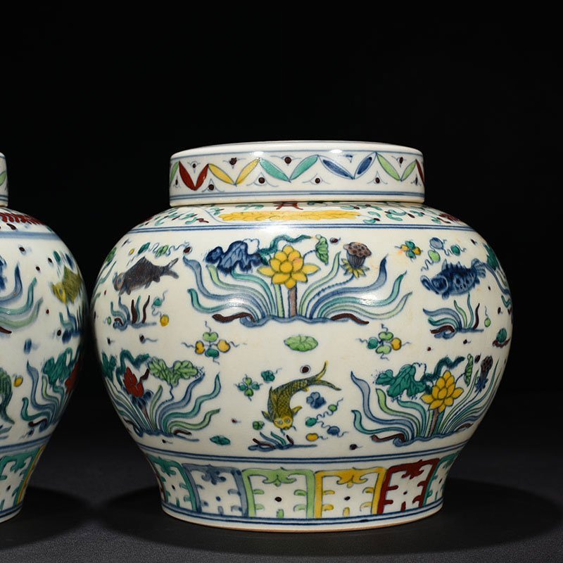 Ming Dynasty Chenghua fish and algae covered jar