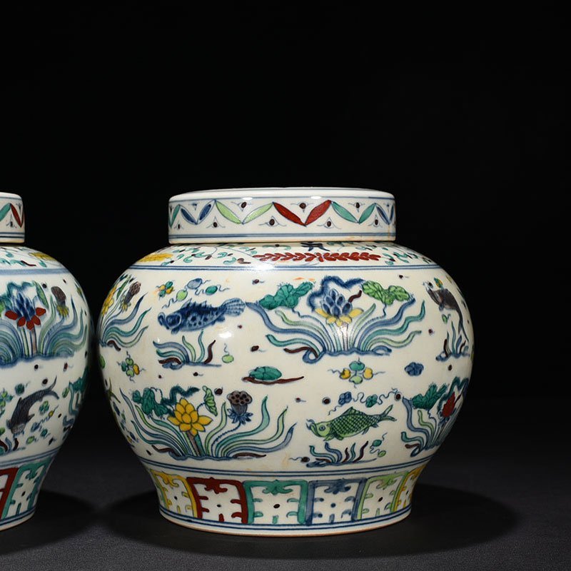 Ming Dynasty Chenghua fish and algae covered jar