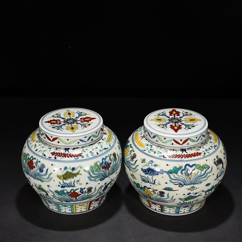 Ming Dynasty Chenghua fish and algae covered jar