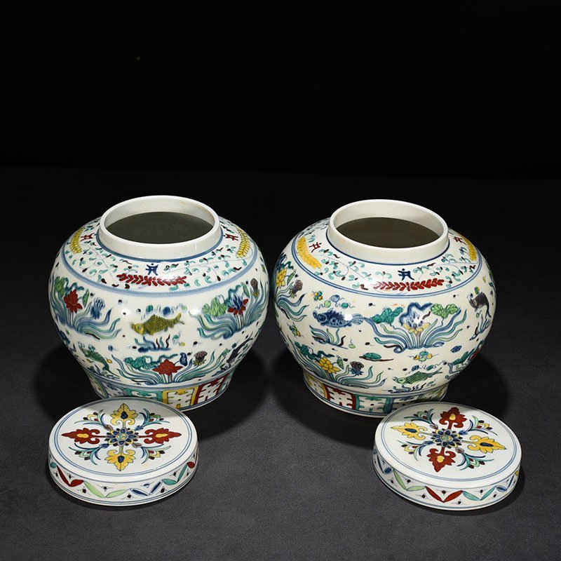 Ming Dynasty Chenghua fish and algae covered jar