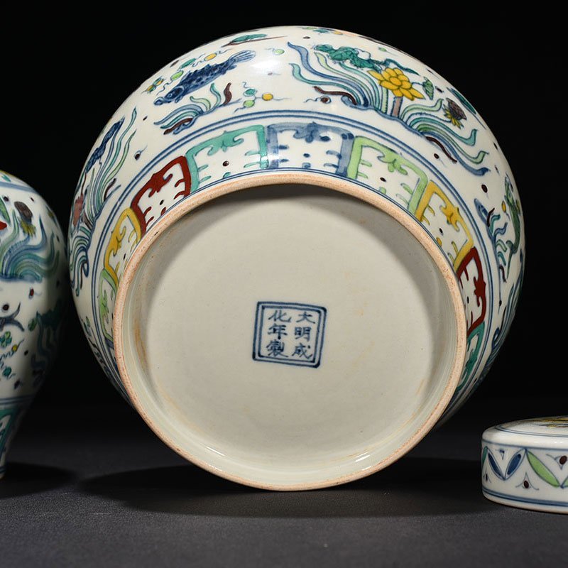 Ming Dynasty Chenghua fish and algae covered jar