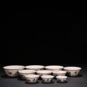 Ming Dynasty Chenghua Chicken Cylinder Cup Wan Guifei Wanzi style bowl set
