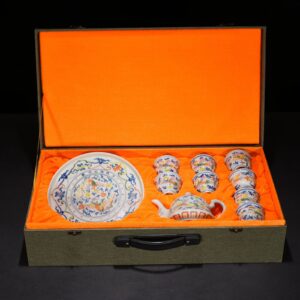 Ming Dynasty Chenghua enamel tea set with colorful phoenix