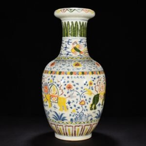 Ming Dynasty Chenghua lion and flower inverted bottle