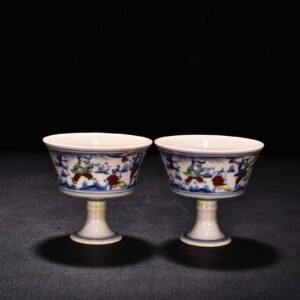 Ming Dynasty Chenghua Red Titus Doucai Colorful Purple Infant Play Goblet