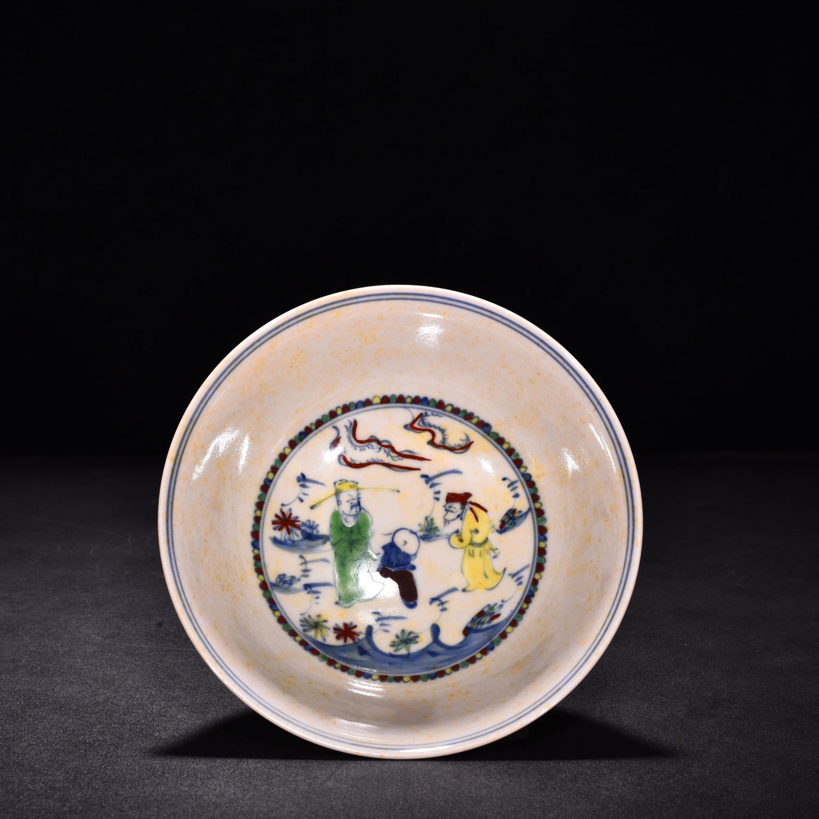 Ming Dynasty Chenghua red-tied fighting bowl with colorful purple