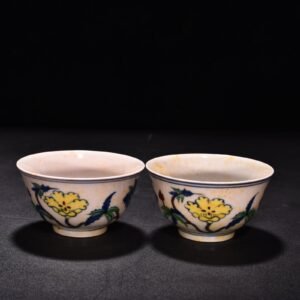 Ming Dynasty Chenghua red-tied bucket-colored purple okra flower cup