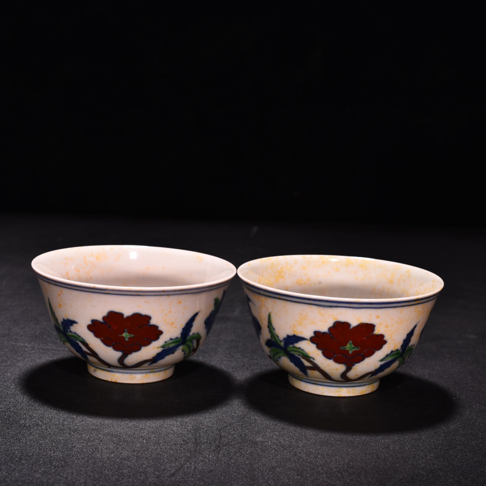 Ming Dynasty Chenghua red-tied bucket-colored purple okra flower cup