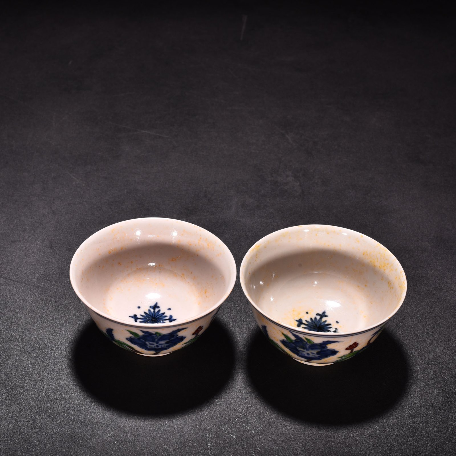 Ming Dynasty Chenghua red-tied bucket-colored purple okra flower cup