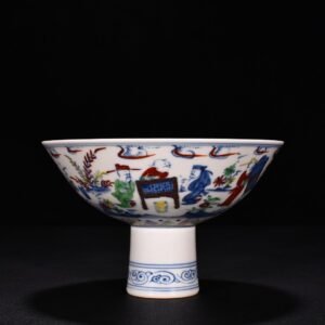 Ming Dynasty Chenghua red-bodied bucket-colored purple Gao Shi figure tall bowl