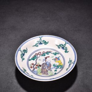 Ming Dynasty Chenghua red-tied Doucai longevity star character plate