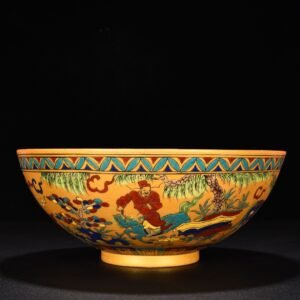 Ming Dynasty Chenghua Jindi colorful Xiao He chasing Han Xin under the moon bowl