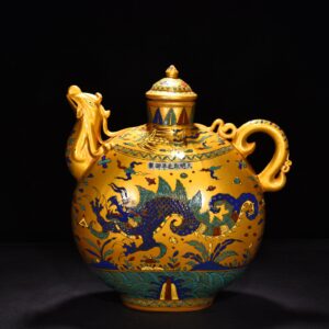 Ming Dynasty Chenghua Jindi multicolored fish dragon and phoenix head pot
