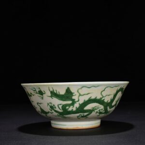 Ming Dynasty Chenghua carved green dragon bowl