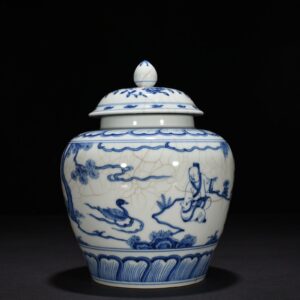 Ming Dynasty Chenghua blue and white Taoist figure general jar