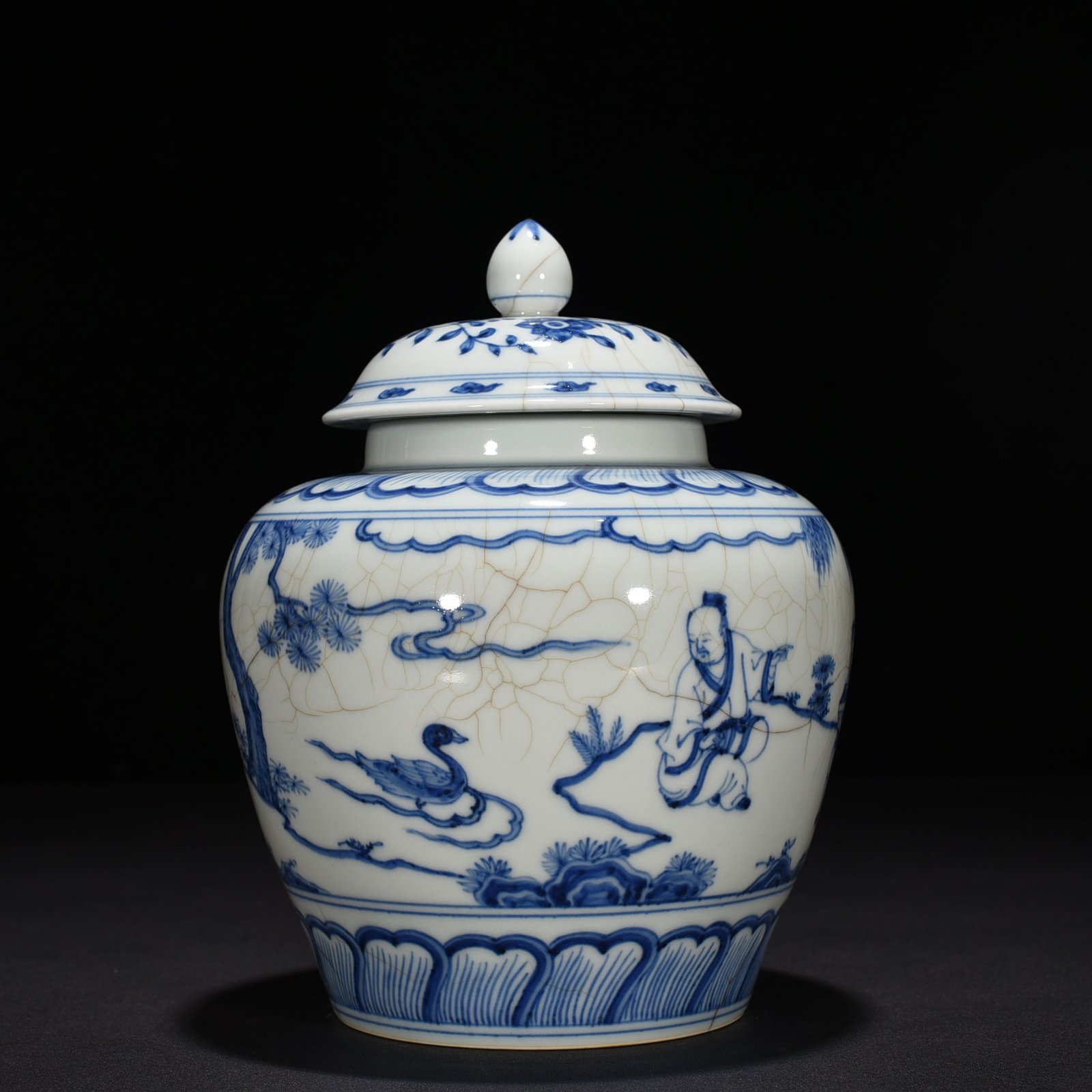 Ming Dynasty Chenghua blue and white Taoist figure general jar